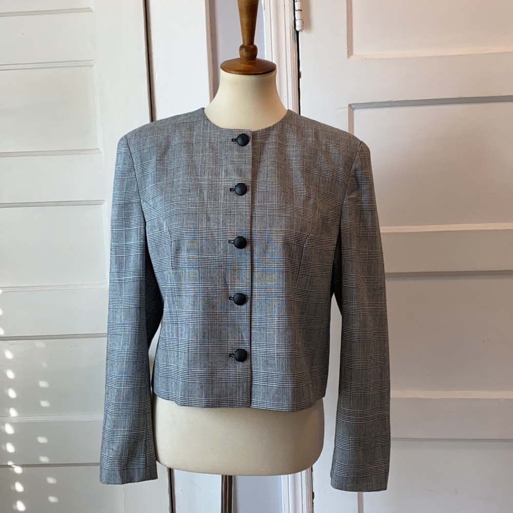 Orvis Black and White Collarless Blazer